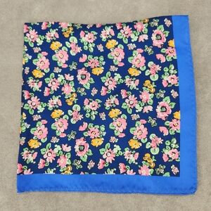 Cremieux Pocket Square Blue Pink Floral 100% Silk Pochette Formal Classic New$35